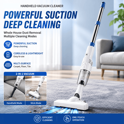 Darrahopens Appliances > Vacuum Cleaners > Vacuums White Cordless Handheld Vacuum Cleaner with Extension Wand -  Wireless Home, Car and Pet Hair Vacuum, USB Rechargeable Lightweight Dust Mite Cleaner