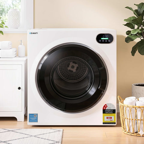 Darrahopens Appliances > Washers, Dryers & Irons > Dryers Devanti 6kg Tumble Dryer, Intelligent Touch Screen Clothes Dryer with 4 Drying Modes Stainless Steel Drum, 54x60x67.5cm