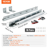Darrahopens Appliances > Washers, Dryers & Irons > Dryers VEVOR 10 Pairs of 533.4mm Drawer Bottom Side Mount Rails, Heavy Duty Full Ball Bearing Extension Steel Track, Soft-Close Noiseless Guide Glides Cabinet Kitchen Runners with Locking Mechanism, 100 Lbs