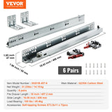 Darrahopens Appliances > Washers, Dryers & Irons > Dryers VEVOR 6 Pairs of 457.2mm Drawer Bottom Side Mount Rails, Heavy Duty Full Ball Bearing Extension Steel Track, Soft-Close Noiseless Guide Glides Cabinet Kitchen Runners with Locking Mechanism, 100 Lbs