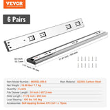 Darrahopens Appliances > Washers, Dryers & Irons > Dryers VEVOR 6 Pairs of 457.2mm Drawer Slides Side Mount Rails, Heavy Duty Full Extension Steel Track, Soft-Close Noiseless Guide Glides Cabinet Kitchen Runners with Ball Bearing, 100 Lbs Load Capacity