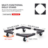Darrahopens Appliances > Washers, Dryers & Irons > Washing Machines Adjustable Appliance Dolly Stand with 4 Locking Wheels – Expandable Base from 16.9 to 25.6 Inch, Heavy-Duty Furniture Moving Cart for Refrigerator, Washer, Cabinet, Air Conditioner (Black)