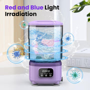 Darrahopens Appliances > Washers, Dryers & Irons > Washing Machines Portable Mini Washing Machine with Spin Dry & UV Sterilization – 3L Capacity, Wash, Rinse, Dehydrate, and Disinfect in One, Ideal for Underwear, Socks, Baby Clothes (Purple)