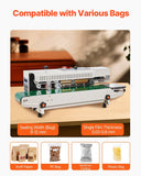 Darrahopens Appliances > Washers, Dryers & Irons > Washing Machines VEVOR Continuous Bag Band Sealing Machine, 6-12 mm Seal Width, Horizontal Band Sealer Machine with Digital Temperature Control, Bag Sealer for 0.02-0.8 mm Plastic Bags Films with Inflation Function
