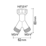 Darrahopens Appliances > Washers, Dryers & Irons > Washing Machines Y-connector for washing machine 3/4 splitter 2-way hose connection Brass FMY