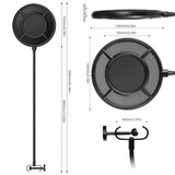 Darrahopens Audio & Video > Musical Instrument & Accessories > Audio Accessories 2-layer  Anti spray net for Other Mic, Upgraded Metal Microphone Pop Filter Windscreen with Flexible 360°Gooseneck