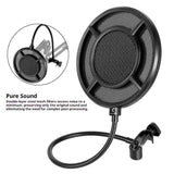 Darrahopens Audio & Video > Musical Instrument & Accessories > Audio Accessories 2-layer  Anti spray net for Other Mic, Upgraded Metal Microphone Pop Filter Windscreen with Flexible 360°Gooseneck