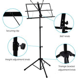 Darrahopens Audio & Video > Musical Instrument & Accessories > Audio Accessories {CA}Adjustable Music Stand, Portable Foldable Metal Stand with Carrying Bag, Lightweight for Storage or Travel, Black