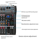 Darrahopens Audio & Video > Musical Instrument & Accessories > Audio Accessories Hridz CT-80S Professional Audio Mixer – 8 Channels Bluetooth USB Mixer with Effects, 48V Phantom Power, and Built-in Sound Card, 8 Channels Audio Sound Mixer Mixing DJ Console USB with 48V Phantom Power