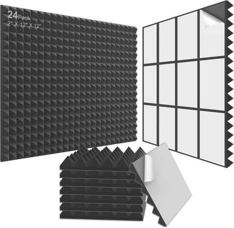 Darrahopens Audio & Video > Musical Instrument & Accessories > Audio Accessories JBER Acoustic Panels  Foam Pyramid 24pcs 30x30x5cm for Soundproof Padding Wall