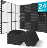 Darrahopens Audio & Video > Musical Instrument & Accessories > Audio Accessories JBER Acoustic Panels Foam Wedges 24pcs 30x30x5cm for Soundproof Padding Wall