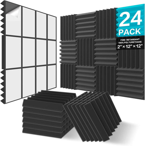 Darrahopens Audio & Video > Musical Instrument & Accessories > Audio Accessories JBER Acoustic Panels Foam Wedges 24pcs 30x30x5cm for Soundproof Padding Wall