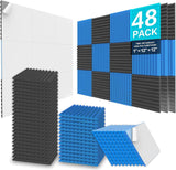 Darrahopens Audio & Video > Musical Instrument & Accessories > Audio Accessories JBER Acoustic Panels  Foam Wedges 48pcs 30x30x2.5cm for Soundproof Padding Wall Black&Blue