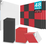Darrahopens Audio & Video > Musical Instrument & Accessories > Audio Accessories JBER Acoustic Panels  Foam Wedges 48pcs 30x30x2.5cm for Soundproof Padding Wall Black&Red