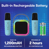 Darrahopens Audio & Video > Musical Instrument & Accessories > Audio Accessories Laser Mini Karaoke Speaker with 2 Wireless Mics - Blue