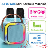 Darrahopens Audio & Video > Musical Instrument & Accessories > Audio Accessories Laser Mini Karaoke Speaker with 2 Wireless Mics - Blue