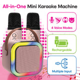 Darrahopens Audio & Video > Musical Instrument & Accessories > Audio Accessories Laser Mini Karaoke Speaker with 2 Wireless Mics - Pink
