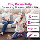 Darrahopens Audio & Video > Musical Instrument & Accessories > Audio Accessories Laser Mini Karaoke Speaker with 2 Wireless Mics - Pink
