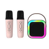 Darrahopens Audio & Video > Musical Instrument & Accessories > Audio Accessories Laser Mini Karaoke Speaker with 2 Wireless Mics - Pink