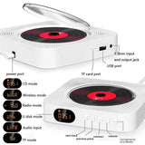Darrahopens Audio & Video > Musical Instrument & Accessories > Audio Accessories Wall-Mount Bluetooth CD Player LCD Display Music Player Home Audio Boombox White
