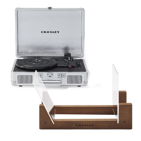 Darrahopens Audio & Video > Musical Instrument & Accessories > Audio Players & Recorders Crosley Cruiser Bluetooth Portable Turntable - Silver + Bundled Crosley Record Storage Display Stand