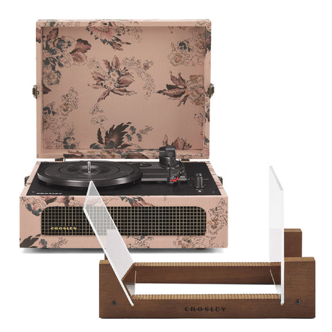 Darrahopens Audio & Video > Musical Instrument & Accessories > Audio Players & Recorders Crosley Voyager Bluetooth Portable Turntable - Floral + Bundled Crosley Record Storage Display Stand