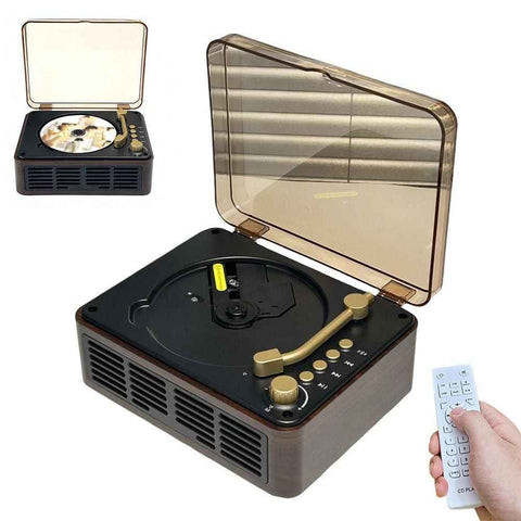 Darrahopens Audio & Video > Musical Instrument & Accessories > Audio Players & Recorders Retro CD Music Player with Bluetooth and FM Radio Multifunctional Home Audio System Brown