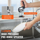 Darrahopens Audio & Video > Musical Instrument & Accessories > Audio Players & Recorders VEVOR Commercial Faucet with Pre-Rinse Sprayer, 36" Height, 8" Center, 12" Swing Spout, Wall Mount Kitchen Sink Faucet, Brass Constructed Device with Pull Down Spray, for 1/2/3 Compartment Sink
