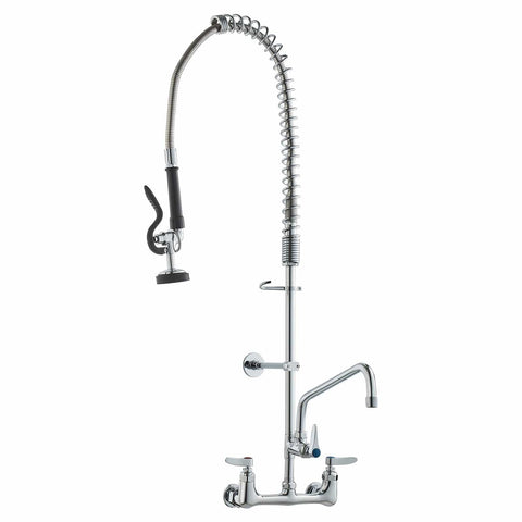 Darrahopens Audio & Video > Musical Instrument & Accessories > Audio Players & Recorders VEVOR Commercial Faucet with Pre-Rinse Sprayer, 36" Height, 8" Center, 12" Swing Spout, Wall Mount Kitchen Sink Faucet, Brass Constructed Device with Pull Down Spray, for 1/2/3 Compartment Sink