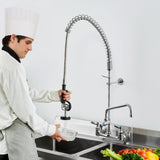 Darrahopens Audio & Video > Musical Instrument & Accessories > Audio Players & Recorders VEVOR Commercial Faucet with Pre-Rinse Sprayer, 36" Height, 8" Center, 12" Swing Spout, Wall Mount Kitchen Sink Faucet, Brass Constructed Device with Pull Down Spray, for 1/2/3 Compartment Sink