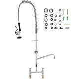 Darrahopens Audio & Video > Musical Instrument & Accessories > Audio Players & Recorders VEVOR Commercial Faucet with Pre-Rinse Sprayer, 44" Height, 8" Center, 12" Swing Spout, Deck Mount Kitchen Sink Faucet, Brass Constructed Device with Pull Down Spray, for 1/2/3 Compartment Sink