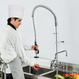 Darrahopens Audio & Video > Musical Instrument & Accessories > Audio Players & Recorders VEVOR Commercial Faucet with Pre-Rinse Sprayer, 44" Height, 8" Center, 12" Swing Spout, Deck Mount Kitchen Sink Faucet, Brass Constructed Device with Pull Down Spray, for 1/2/3 Compartment Sink