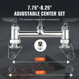 Darrahopens Audio & Video > Musical Instrument & Accessories > Audio Players & Recorders VEVOR Commercial Faucet with Pre-Rinse Sprayer, 44" Height, 8" Center, 12" Swing Spout, Deck Mount Kitchen Sink Faucet, Brass Constructed Device with Pull Down Spray, for 1/2/3 Compartment Sink