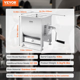 Darrahopens Audio & Video > Musical Instrument & Accessories > Audio Players & Recorders VEVOR Manual Meat Mixer, 60L Fixed Tank Meat Processing Equipment(Mixing Max 60LBS for Meat), Stainless Steel Meat Mixer, Sausage Mixer Machine with Lid Handle Gear Reducer, Ground Beef Hand Mixer