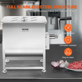 Darrahopens Audio & Video > Musical Instrument & Accessories > Audio Players & Recorders VEVOR Manual Meat Mixer, 60L Fixed Tank Meat Processing Equipment(Mixing Max 60LBS for Meat), Stainless Steel Meat Mixer, Sausage Mixer Machine with Lid Handle Gear Reducer, Ground Beef Hand Mixer