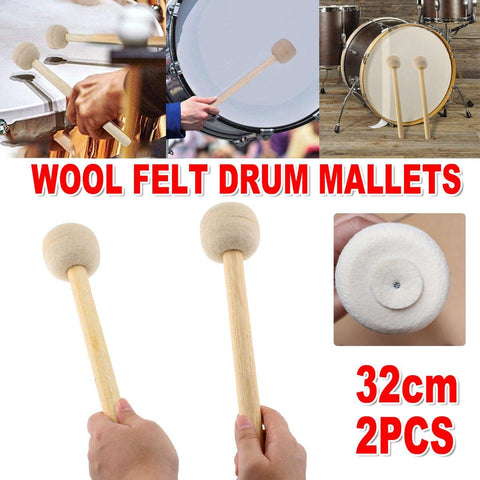 Darrahopens Audio & Video > Musical Instrument & Accessories > Drums 2pcs Felt Drumsticks Gong Mallets Soft Hammer Drum Accessories Percussion Tools