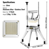 Darrahopens Audio & Video > Musical Instrument & Accessories > Drums VEVOR Commercial Vegetable Fruit Chopper 1/4" Blade Heavy Duty Professional Food Dicer Kattex French Fry Cutter Onion Slicer Stainless Steel for Tomato Peppers Potato Mushroom