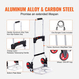 Darrahopens Audio & Video > Musical Instrument & Accessories > Drums VEVOR Folding Hand Truck, 80 kg Load Capacity, Aluminum Portable Cart, Convertible Hand Truck and Dolly with Telescoping Handle and Rubber Wheels, Ultra Lightweight Super Strong for Moving Warehouse