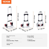 Darrahopens Audio & Video > Musical Instrument & Accessories > Drums VEVOR Folding Hand Truck, 80 kg Load Capacity, Aluminum Portable Cart, Convertible Hand Truck and Dolly with Telescoping Handle and Rubber Wheels, Ultra Lightweight Super Strong for Moving Warehouse