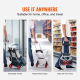 Darrahopens Audio & Video > Musical Instrument & Accessories > Drums VEVOR Folding Hand Truck, 80 kg Load Capacity, Aluminum Portable Cart, Convertible Hand Truck and Dolly with Telescoping Handle and Rubber Wheels, Ultra Lightweight Super Strong for Moving Warehouse