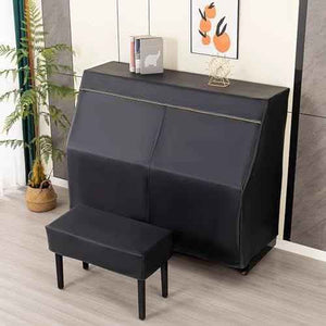 Leather Upright Piano Cover, Piano Full Cover Dustproof Waterproof, Universal Upright Piano Leather Protective Cover, Block Sunlight, Moisture, Dust - Black - Size Double seat cover+piano cover In Australia - Darrahopens