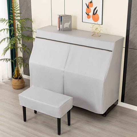 Leather Upright Piano Cover, Piano Full Cover Dustproof Waterproof, Universal Upright Piano Leather Protective Cover, Block Sunlight, Moisture, Dust - White - Size Only pian cover In Australia - Darrahopens