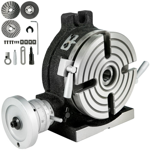 Darrahopens Audio & Video > Musical Instrument & Accessories > Musical Keyboards VEVOR Rotary Table 6inch(150mm) Horizontal Vertical Milling Table 2/5inch(10mm) 4-Slot Milling Rotary Table MT-2 Rotary Table for Milling with Indexing Plate Set for Precision Milling Drilling