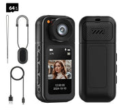 Darrahopens Audio & Video > Photography > Camera Accessories 2.7K HD Mini Action Camera with 180° Rotating Lens, Portable Design, 64GB TF Card Included
