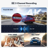 4K 3 Channel Dash Cam with 5G WiFi, Front, Rear, and Inside Recording, Free 64GB SD Card In Australia - Darrahopens