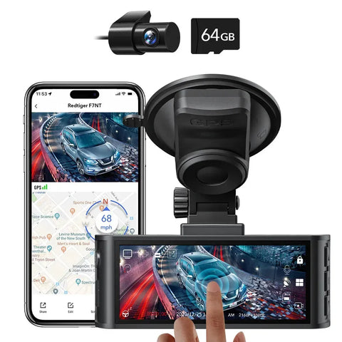 Darrahopens Audio & Video > Photography > Camera Accessories 4K Dash Camera with Touch Screen, Black, Front and Rear, 64GB Card Included In Australia - Darrahopens