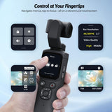Darrahopens Audio & Video > Photography > Camera Accessories 4K Vlogging Camera with 330° Gimbal Lens & 75MP Photo, WiFi Pocket Camera Compact Vlog Camera for Beginners, 330 Degree Rotating Lens, Content Creator Kit with Tripod & 16GB Card - Black - Size 158mm In Australia - Darrahopens