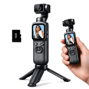 Darrahopens Audio & Video > Photography > Camera Accessories 4K Vlogging Camera with 330° Gimbal Lens & 75MP Photo, WiFi Pocket Camera Compact Vlog Camera for Beginners, 330 Degree Rotating Lens, Content Creator Kit with Tripod & 16GB Card - Black - Size 158mm In Australia - Darrahopens
