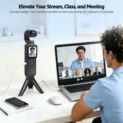 Darrahopens Audio & Video > Photography > Camera Accessories 4K Vlogging Camera with 330° Gimbal Lens & 75MP Photo, WiFi Pocket Camera Compact Vlog Camera for Beginners, 330 Degree Rotating Lens, Content Creator Kit with Tripod & 16GB Card - Pink - Size 158mm In Australia - Darrahopens