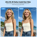 Darrahopens Audio & Video > Photography > Camera Accessories 4K Vlogging Camera with 330° Gimbal Lens & 75MP Photo, WiFi Pocket Camera Compact Vlog Camera for Beginners, 330 Degree Rotating Lens, Content Creator Kit with Tripod & 16GB Card - Pink - Size 158mm In Australia - Darrahopens
